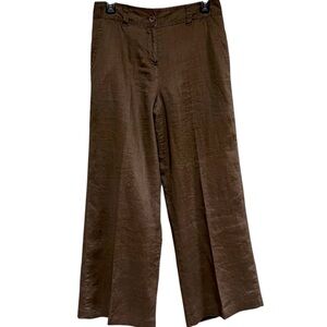 Sunny Leigh Linen Wide Leg Ankle Pants Fully Lined Brown Size 4